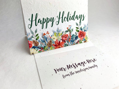 Personalized Holiday Cards - Add Message, Pick Image - Handmade Seed Paper - Set of 10 with Envelopes