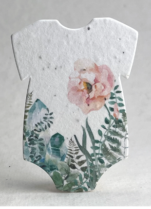 Handmade Seed Paper - Infant Bodysuit Shape - Double Sided Print - Set of 18