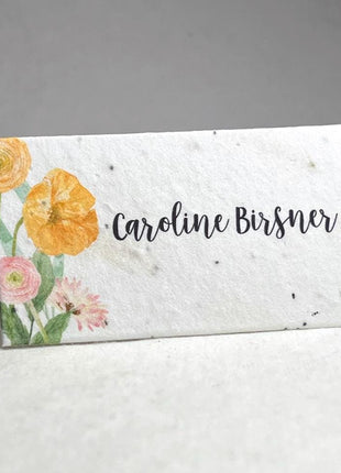 Folding Place Cards - Custom Printed With Guest Names - Handmade Seed Paper