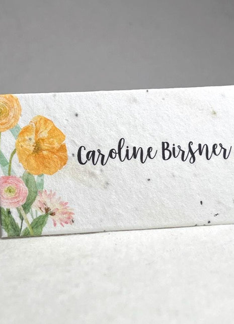 Folding Place Cards - Custom Printed With Guest Names - Handmade Seed Paper