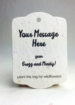 Custom, Personalized Seed Paper Tags | 3.25" wide by 2.375" tall | Gift Tags | Set of 16