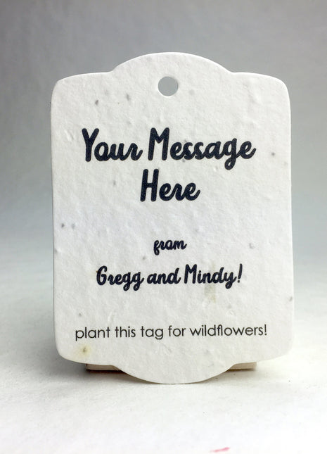 Custom, Personalized Wildflower Seed Paper Tags - Your Custom Message - 3.25" x 2.375" - Set of 16