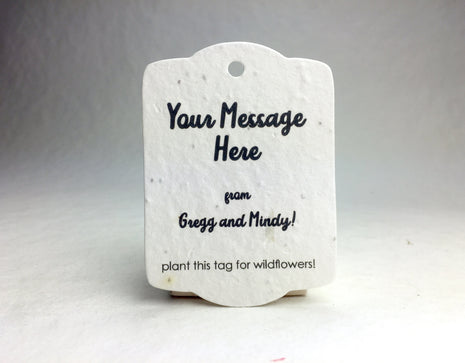 Custom, Personalized Seed Paper Tags | 3.25" wide by 2.375" tall | Gift Tags | Set of 16