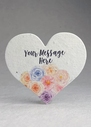 Custom Personalized Seed Paper Hearts - 2.5" x 2.85" - Floral Art