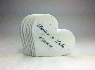 Custom, Personalized Large Seed Paper Hearts - 2.5" x 2.85" - Choose your Paper - Your Names and Wedding Date