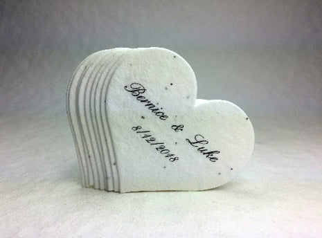 Custom, Personalized Large Seed Paper Hearts - 2.5" x 2.85" - Choose your Paper - Your Names and Wedding Date