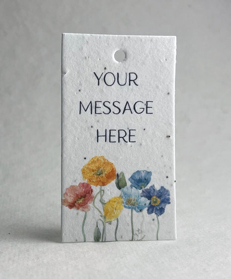 Custom, Personalized | Floral Watercolor Art | Wildflower Seed Paper | 3" by 2" | Gift Tags | Set of 16 with Planting Guide