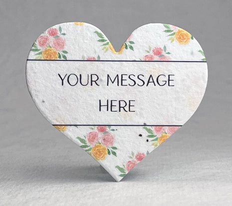 Custom Personalized Seed Paper Hearts - 2.5" x 2.85" - Handmade Paper with Wildflower Seeds - Pattern Art