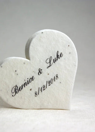 Custom, Personalized Large Seed Paper Hearts - 2.5" x 2.85" - Choose your Paper - Your Names and Wedding Date