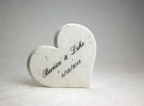Custom, Personalized Large Seed Paper Hearts - 2.5" x 2.85" - Choose your Paper - Your Names and Wedding Date