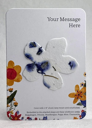 Custom, Personalized Wedding or Event Favor - Card 3.5" x 4.875" With Seed Paper Flower 2.5 x 2.4" - Choose Print and Paper Color - Set of 8
