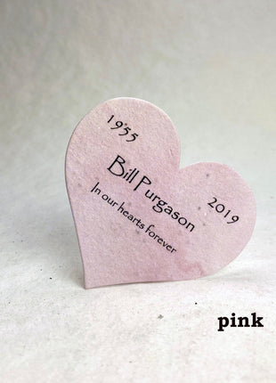 Custom, Personalized Large Seed Paper Hearts Set of 18 - Memorial Garden Print - Wildflower Seeds
