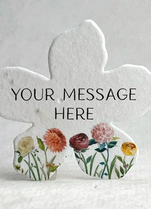 Personalized Handmade Wildflower Seed Paper - Flower Shape - 2.5" x 2.4" - Wedding or Event Favors - Set of 24