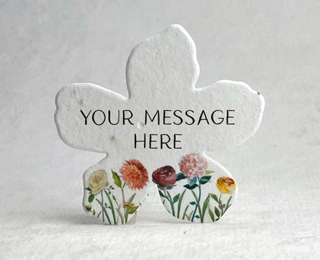 Personalized Handmade Wildflower Seed Paper - Flower Shape - 2.5" x 2.4" - Wedding or Event Favors - Set of 24