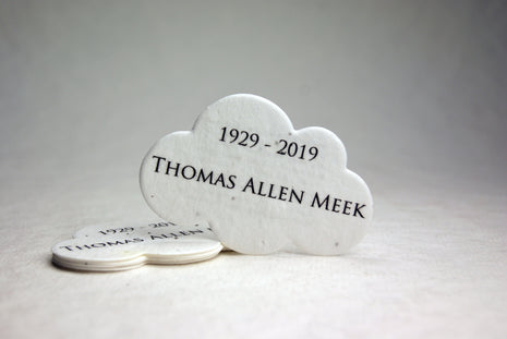 Custom, Personalized Seed Paper Memorial Cloud Shapes | 3" x 2" | Set of 24