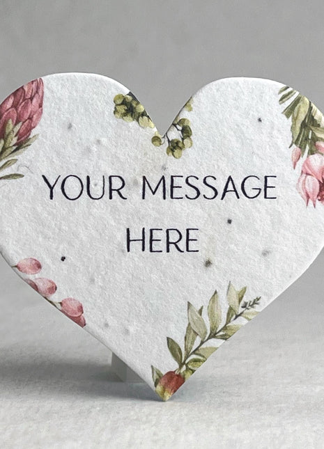 Custom, Personalized Large Seed Paper Hearts - 2.5" x 2.85" - Wildflower Seeds - Choose Print
