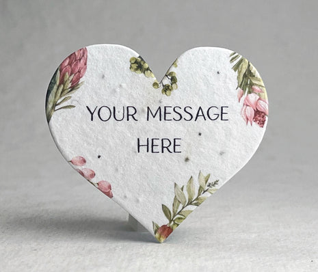 Custom, Personalized Large Seed Paper Hearts - 2.5" x 2.85" - Wildflower Seeds - Choose your Print