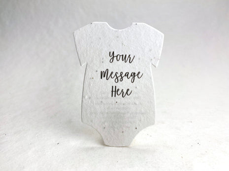 Custom, Personalized Print - Infant Bodysuit  Shape - Seed Paper - 3" x 2" Wildflower Seeds for Baby Showers set of 18