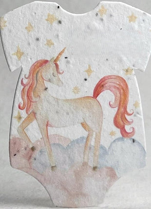 Custom Personalized Infant Bodysuit Shape | Whimsical Watercolors | Wildflower Seed Paper | 3.2" x 2.5" | Baby Showers | Set of 18