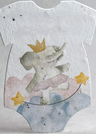 Custom Personalized Infant Bodysuit Shape | Whimsical Watercolors | Wildflower Seed Paper | 3.2" x 2.5" | Baby Showers | Set of 18