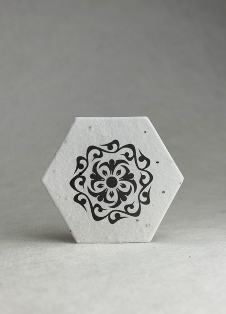 Custom Hexagon with Logo - Wildflower Seed Paper Tags - 2" - Plant Me! on Reverse - Set of 24