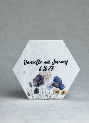 Custom Print Hexagon - Handmade Seed Paper - 2" - Set of 24