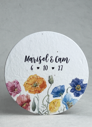 Personalized Large Wildflower Seed Paper Circles - 3.25" Diameter - Set of 12