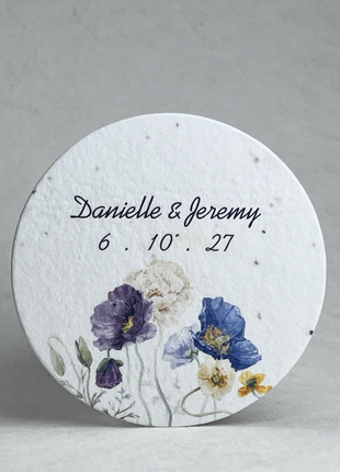 Personalized Large Wildflower Seed Paper Circles - 3.25" Diameter - Set of 12