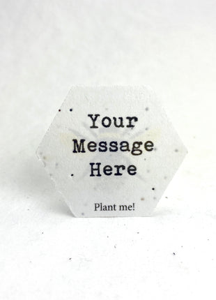 Custom Hexagon with Logo - Wildflower Seed Paper Tags - 2" - Custom Text on Reverse - Set of 24